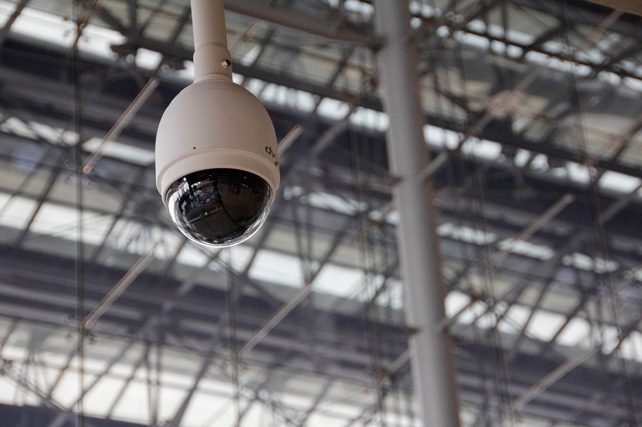 CCTV camera installed on building exterior